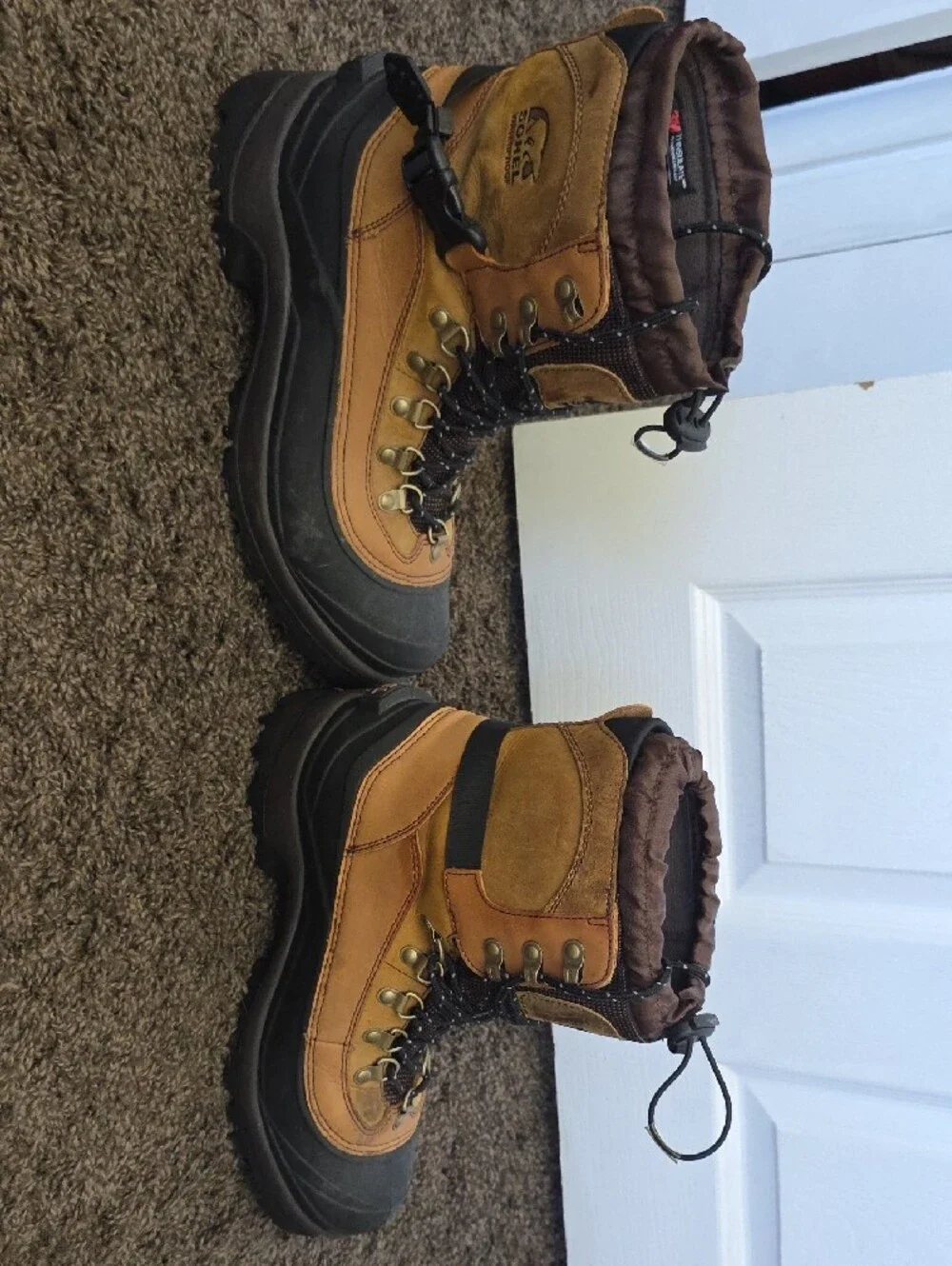 Sorel Tan and Black Insulated Lace-up Winter Boots